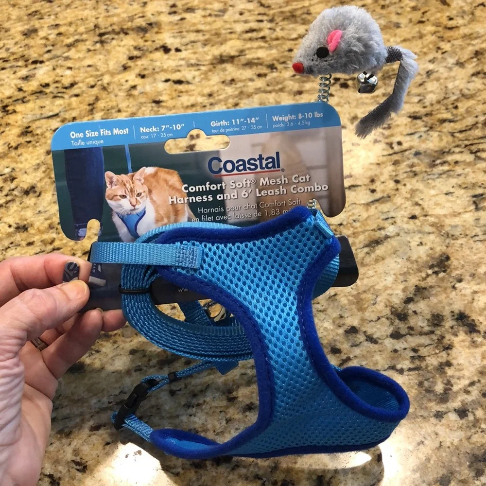 Coastal Comfort Soft Mesh Cat Harness and 6